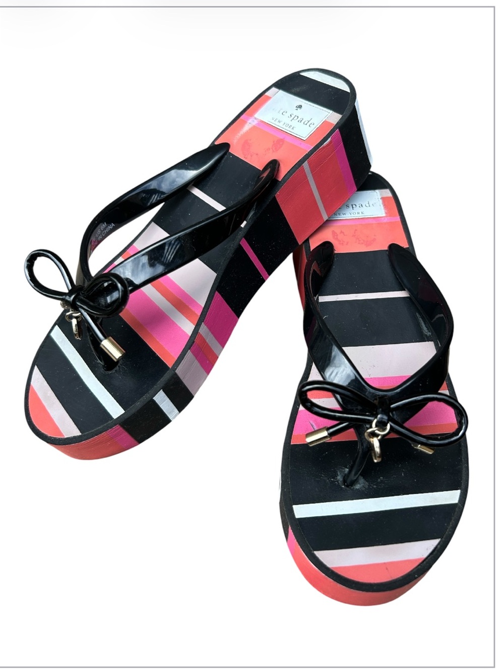 Kate Spade New York Multicolor Striped Platform Flip Flops Women’s Size 6